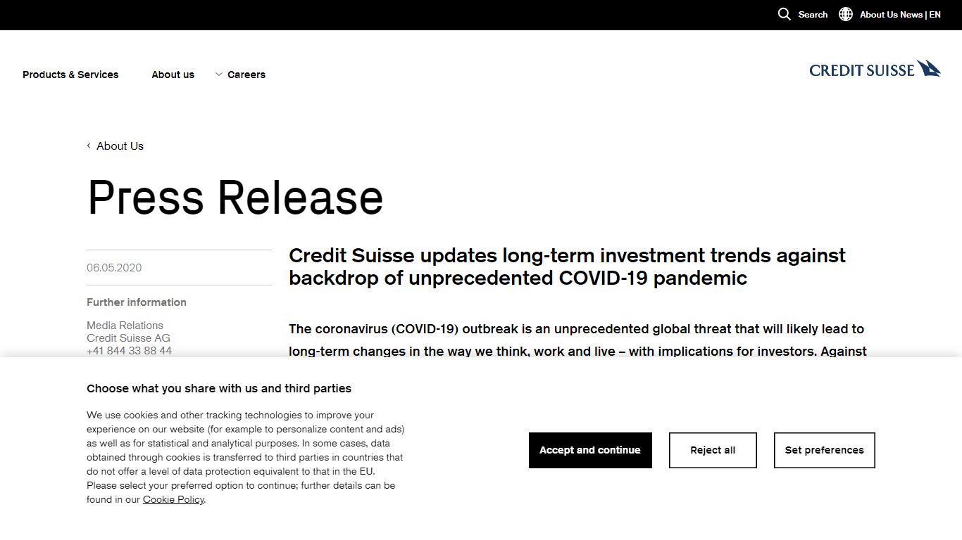 Credit Suisse updates long-term investment trends against backdrop of ...